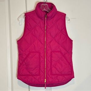 J. Crew Factory Fuchsia Pink Diamond Zip Down Quilted Puffer Vest XS
